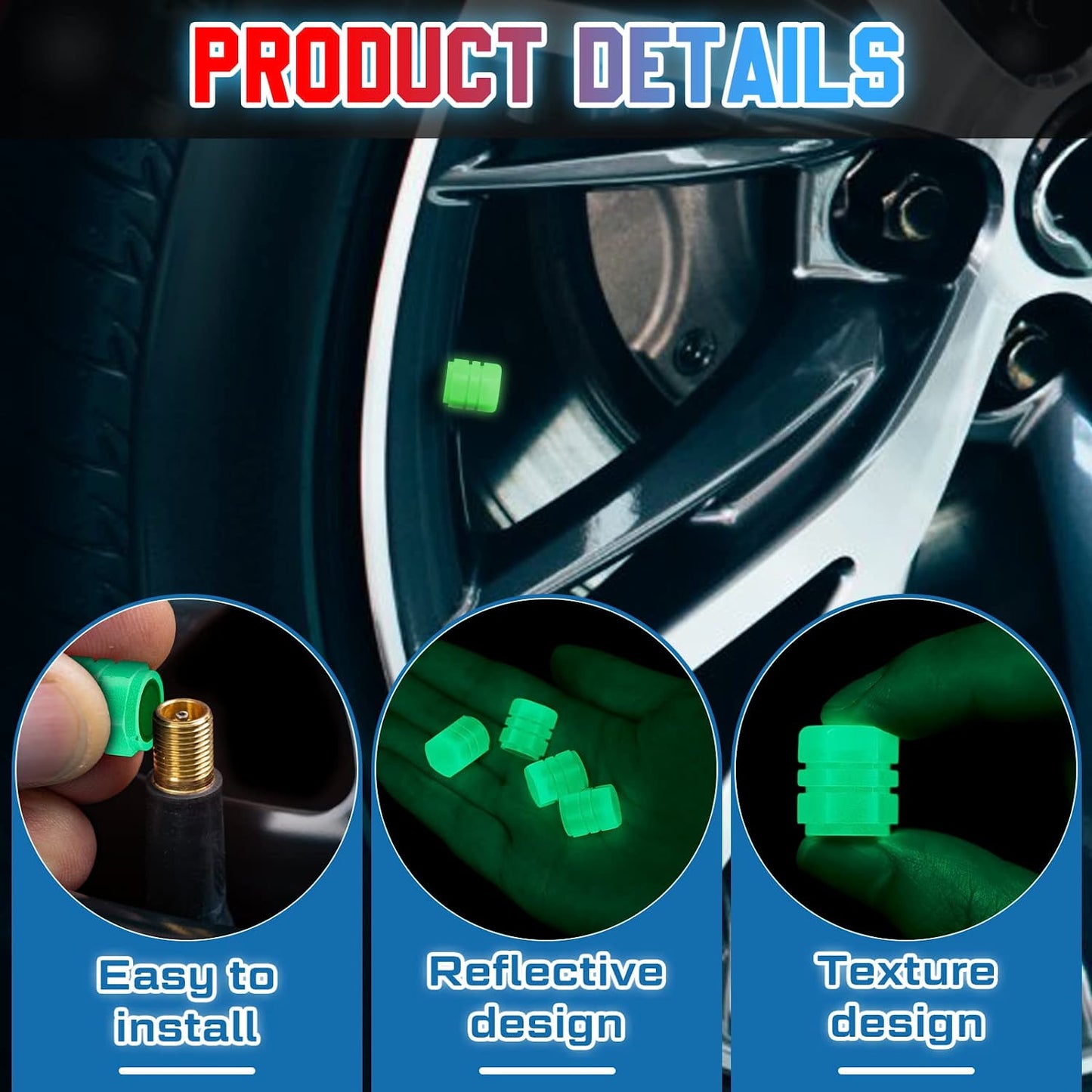 🔥Last Day Promotion - 50% OFF🔥 Glow in The Dark Valve Caps (Universal Fits Any Car)