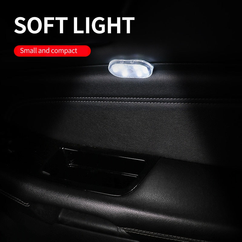 Car LED Ambient Light Interior Lighting Atmosphere Lamp for Armrest Box Trunk Switch Touch Control Wireless Mini LED Foot Lights