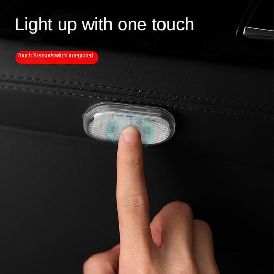 Car LED Ambient Light Interior Lighting Atmosphere Lamp for Armrest Box Trunk Switch Touch Control Wireless Mini LED Foot Lights