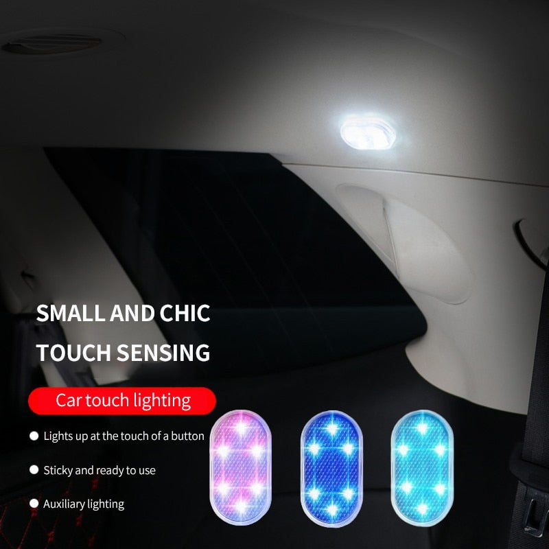 Car LED Ambient Light Interior Lighting Atmosphere Lamp for Armrest Box Trunk Switch Touch Control Wireless Mini LED Foot Lights