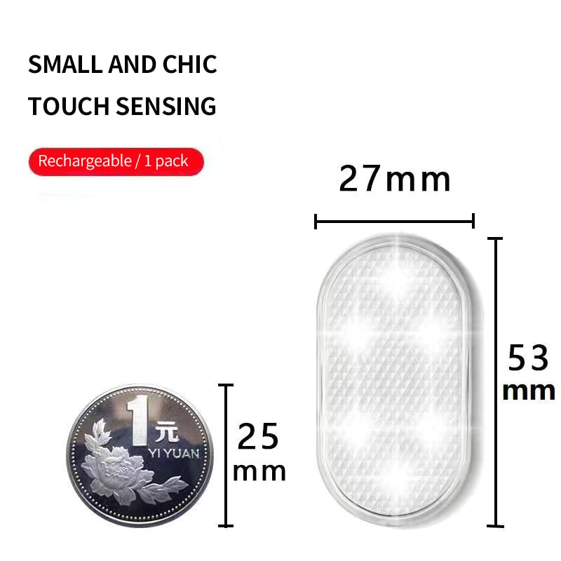 Car LED Ambient Light Interior Lighting Atmosphere Lamp for Armrest Box Trunk Switch Touch Control Wireless Mini LED Foot Lights