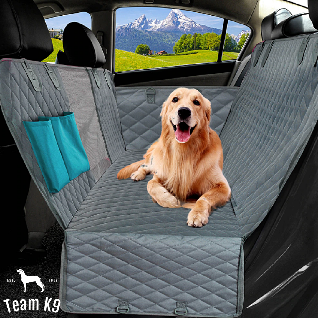 NEW Waterproof Non-Slip Car Seat Hammock Cover With Pockets, Side Flaps, Headrest Straps, Seat-Anchors, & Mesh Window (+FREE SAFETY BELT!)