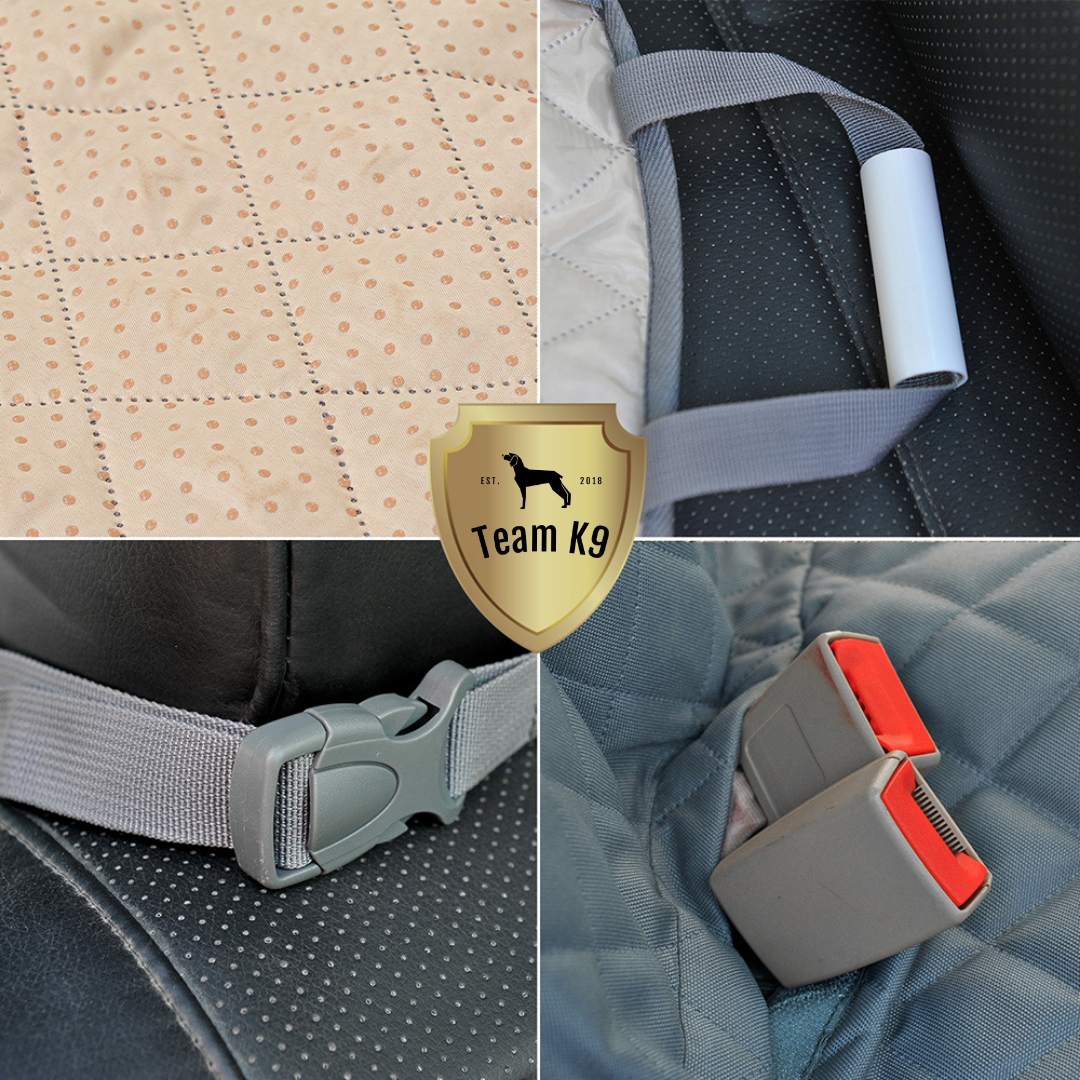 NEW Waterproof Non-Slip Car Seat Hammock Cover With Pockets, Side Flaps, Headrest Straps, Seat-Anchors, & Mesh Window (+FREE SAFETY BELT!)